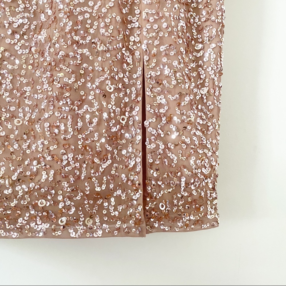 Adrianna Papell Gold Sequin V-Neck Sheath Dress - Picture 4 of 6